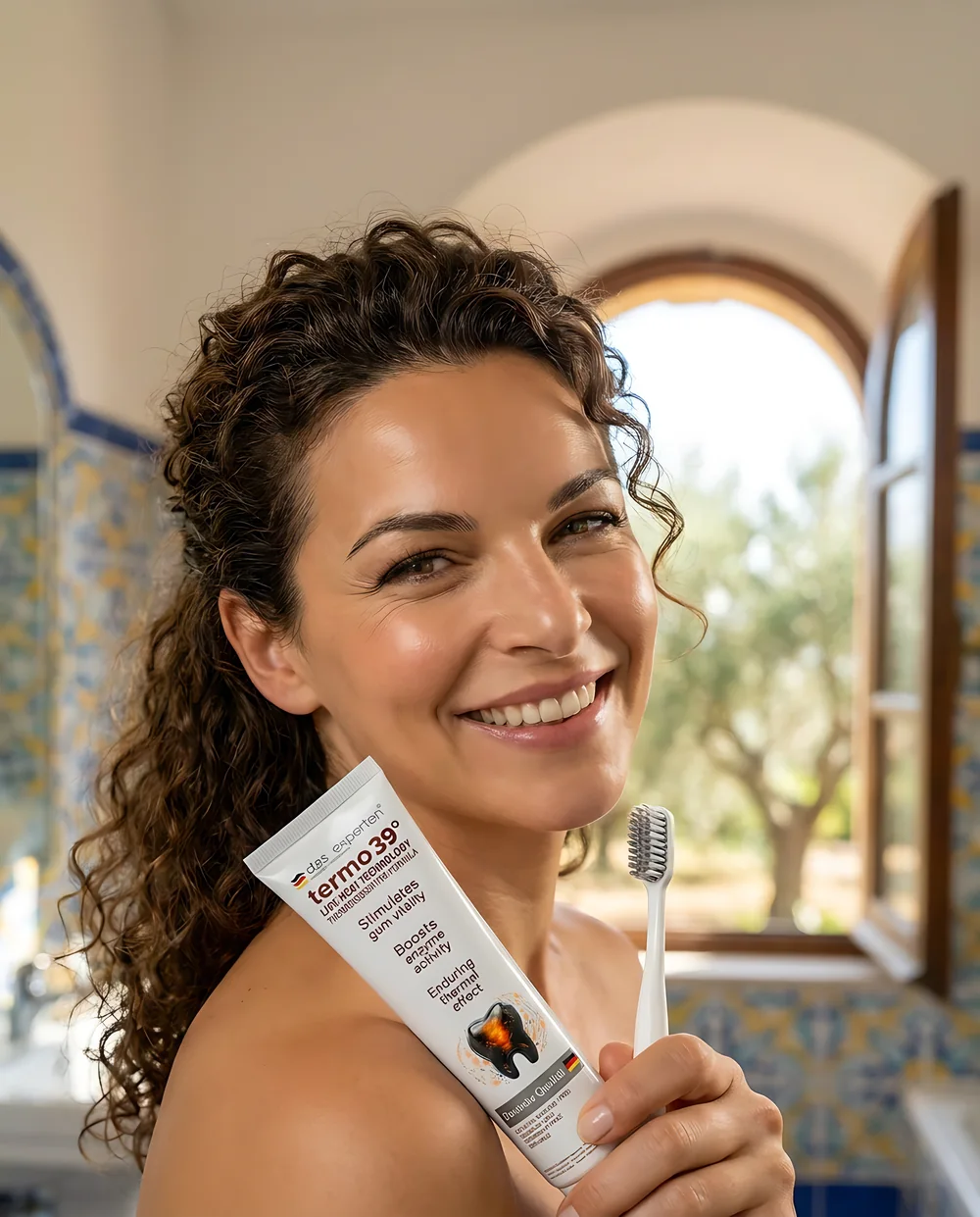 امرأة تستخدم Das Experten termo 39° في حمّام متوسطي